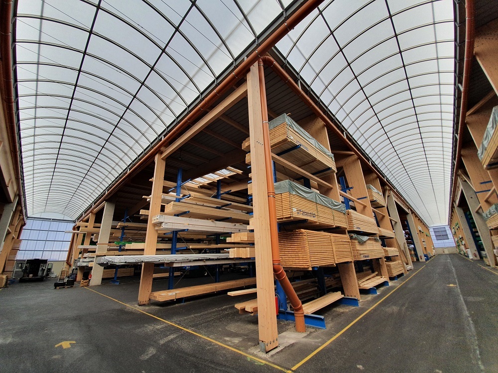Lagerung von Brettschichtholz und Konstruktionsvollholz
